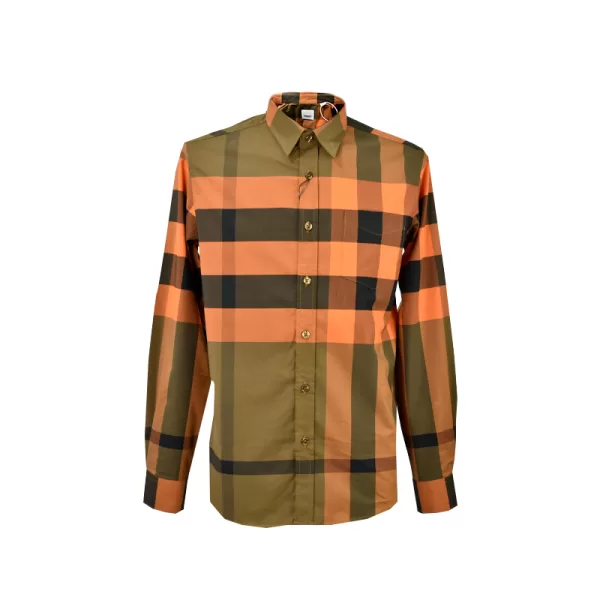 Camisa de popelín de algodón elástico a cuadros Burberry