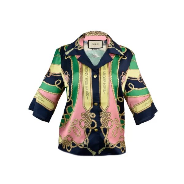 Camisa de sarga de Seda Estampada GG - Imagen 11