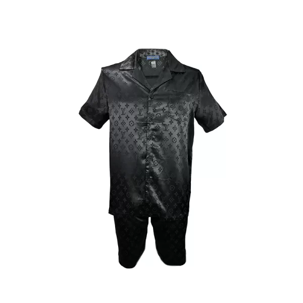 Conjunto denim de manga corta Monograma