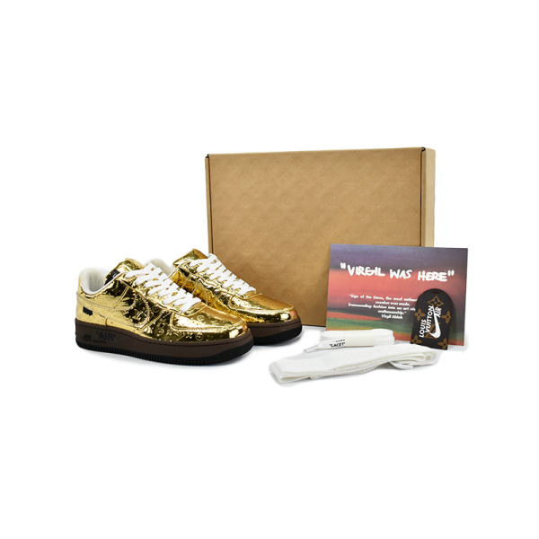 Louis Vuitton X AIR Forcé 1 Low' Metallic Gold - Imagen 12