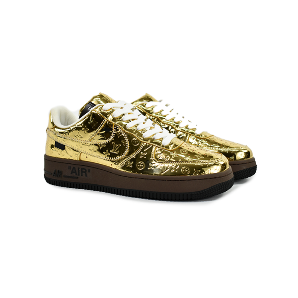 Louis Vuitton X AIR Forcé 1 Low' Metallic Gold - Imagen 11