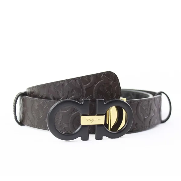 Cinturón FERRAGAMO ajustable Gancini Black and Gold