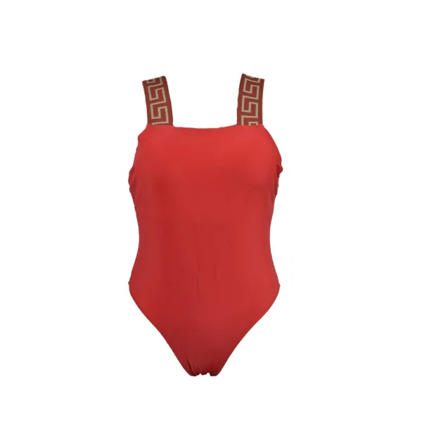 Versace Greca print red swimsuit