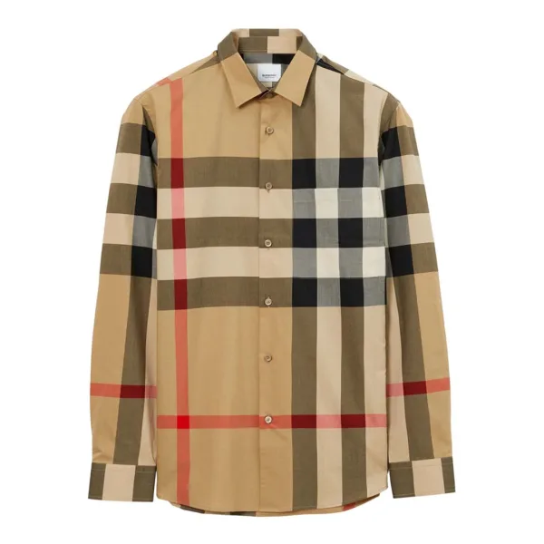 Camisa de popelín de algodón beige
